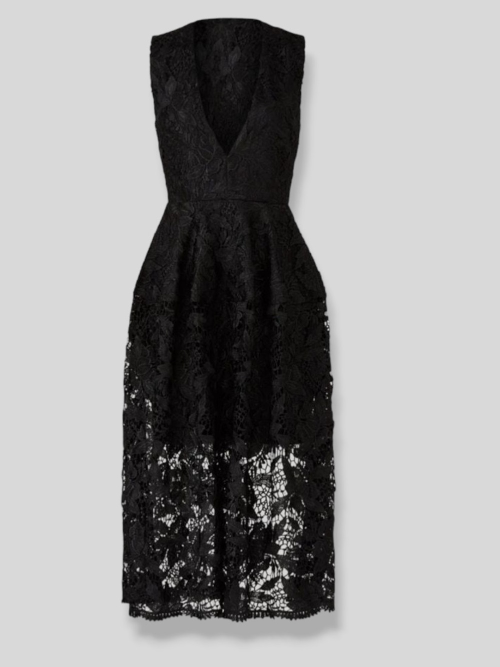 NICHOLAS Black Lace V-Neck Midi Dress